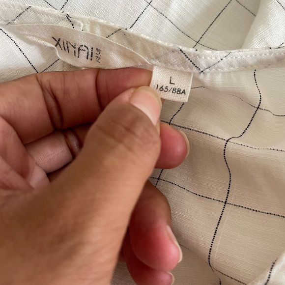 Xinai White Gray Plaid Sheath Dress Size S Short Sleeve - Picture 8 of 9